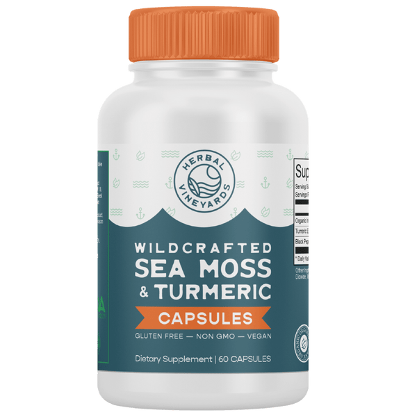 Wholesale Organic Sea Moss & Turmeric Capsules - CAPSULES BOX (20 EACH BOX)